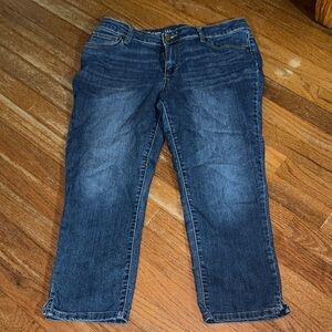Women's Dark Blue Stretch Denim Jeans capris